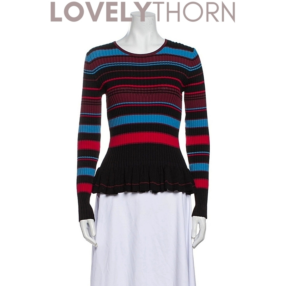 TORN // striped knit peplum sweater nwot